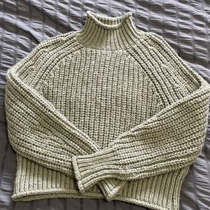 Sage Cropped Knit Sweater